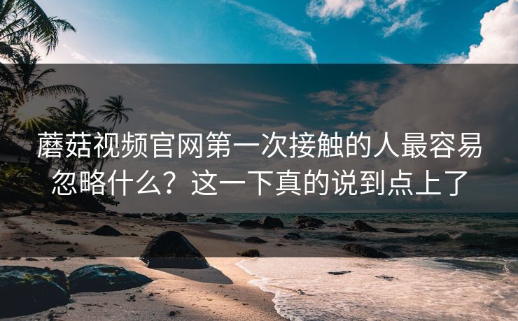蘑菇视频官网第一次接触的人最容易忽略什么？这一下真的说到点上了  第1张