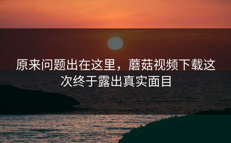 原来问题出在这里,蘑菇视频下载这次终于露出真实面目 第1张 原来问题出在这里,蘑菇视频下载这次终于露出真实面目 第1张