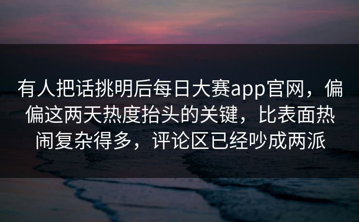 有人把话挑明后每日大赛app官网，偏偏这两天热度抬头的关键，比表面热闹复杂得多，评论区已经吵成两派  第1张