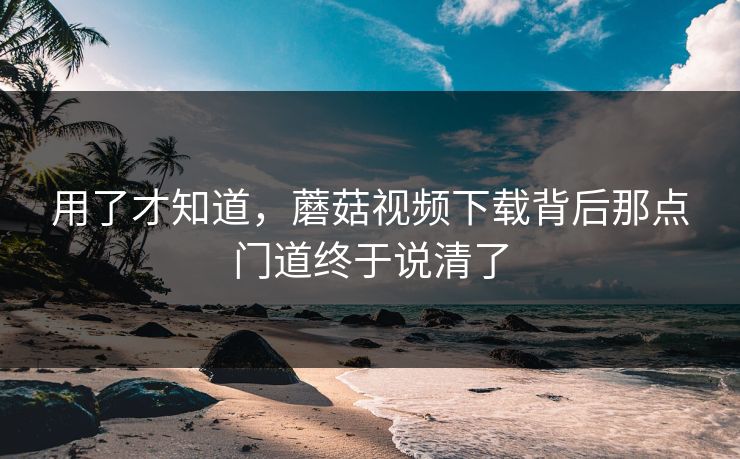 用了才知道，蘑菇视频下载背后那点门道终于说清了  第1张