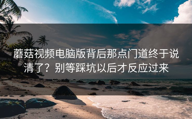 蘑菇视频电脑版背后那点门道终于说清了?别等踩坑以后才反应过来 蘑菇视频电脑版背后那点门道终于说清了?别等踩坑以后才反应过来