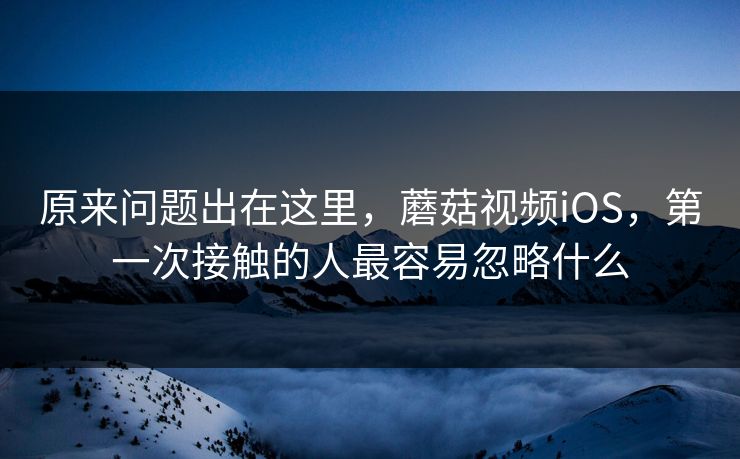 原来问题出在这里，蘑菇视频iOS，第一次接触的人最容易忽略什么