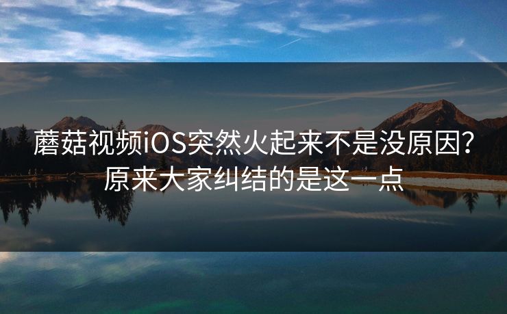 蘑菇视频iOS突然火起来不是没原因?原来大家纠结的是这一点 第1张 蘑菇视频iOS突然火起来不是没原因?原来大家纠结的是这一点 第1张